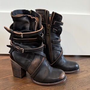 Freebird Black Leather Ankle Boots